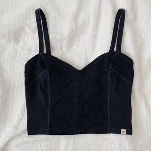 Hollister navy blue lace crop top